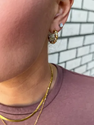 Gold Twist Zirconia Stud Hoops
