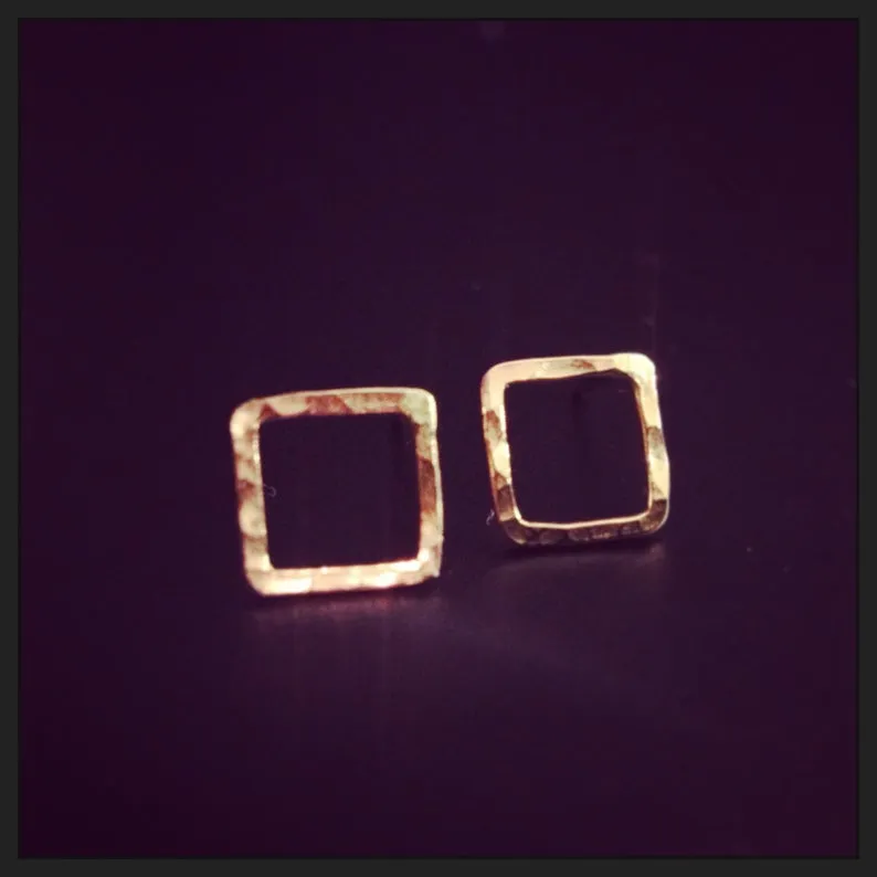 Hammered Diamond Stud Earrings