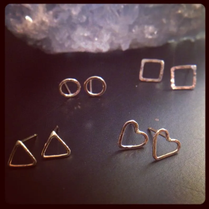 Hammered Diamond Stud Earrings