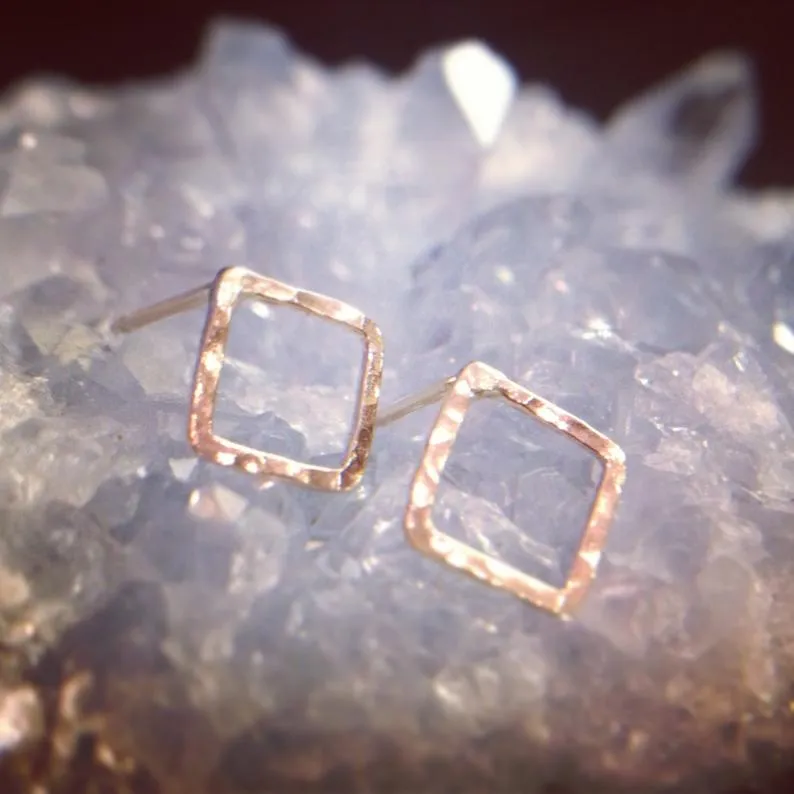 Hammered Diamond Stud Earrings
