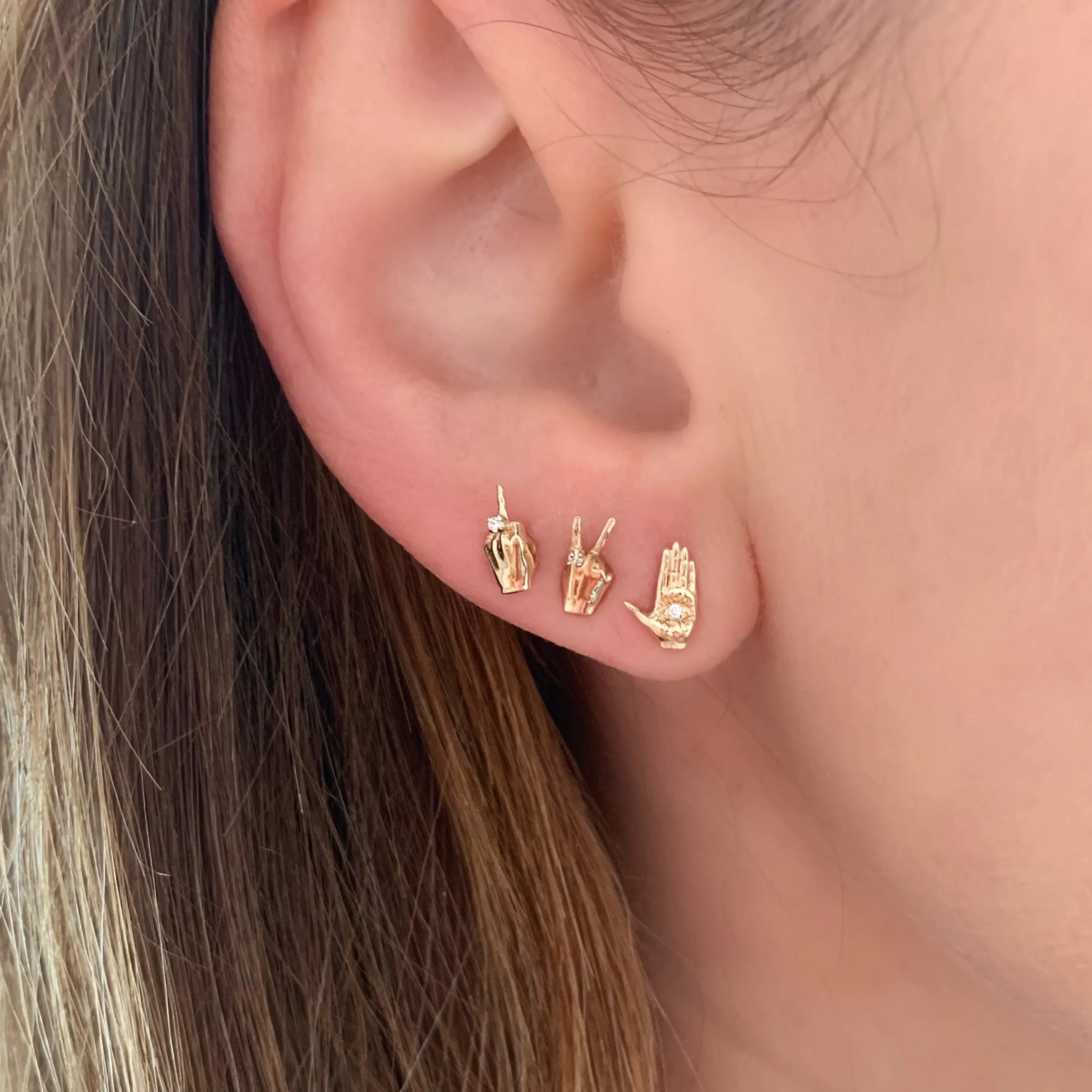 Hamsa Ladyfinger Stud Earrings