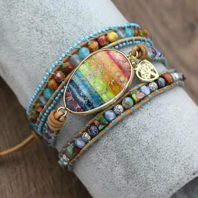 Handmade Boho Colorful Natural Stone Bracelet