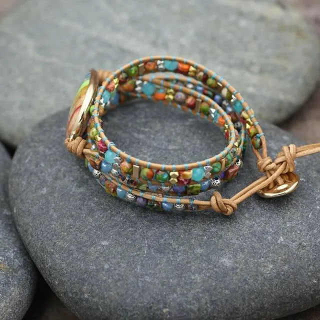 Handmade Boho Colorful Natural Stone Bracelet