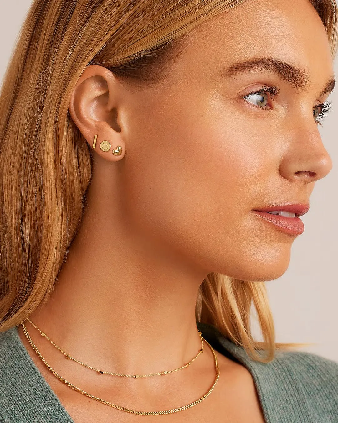 Heart Charm Stud in Gold / Heart