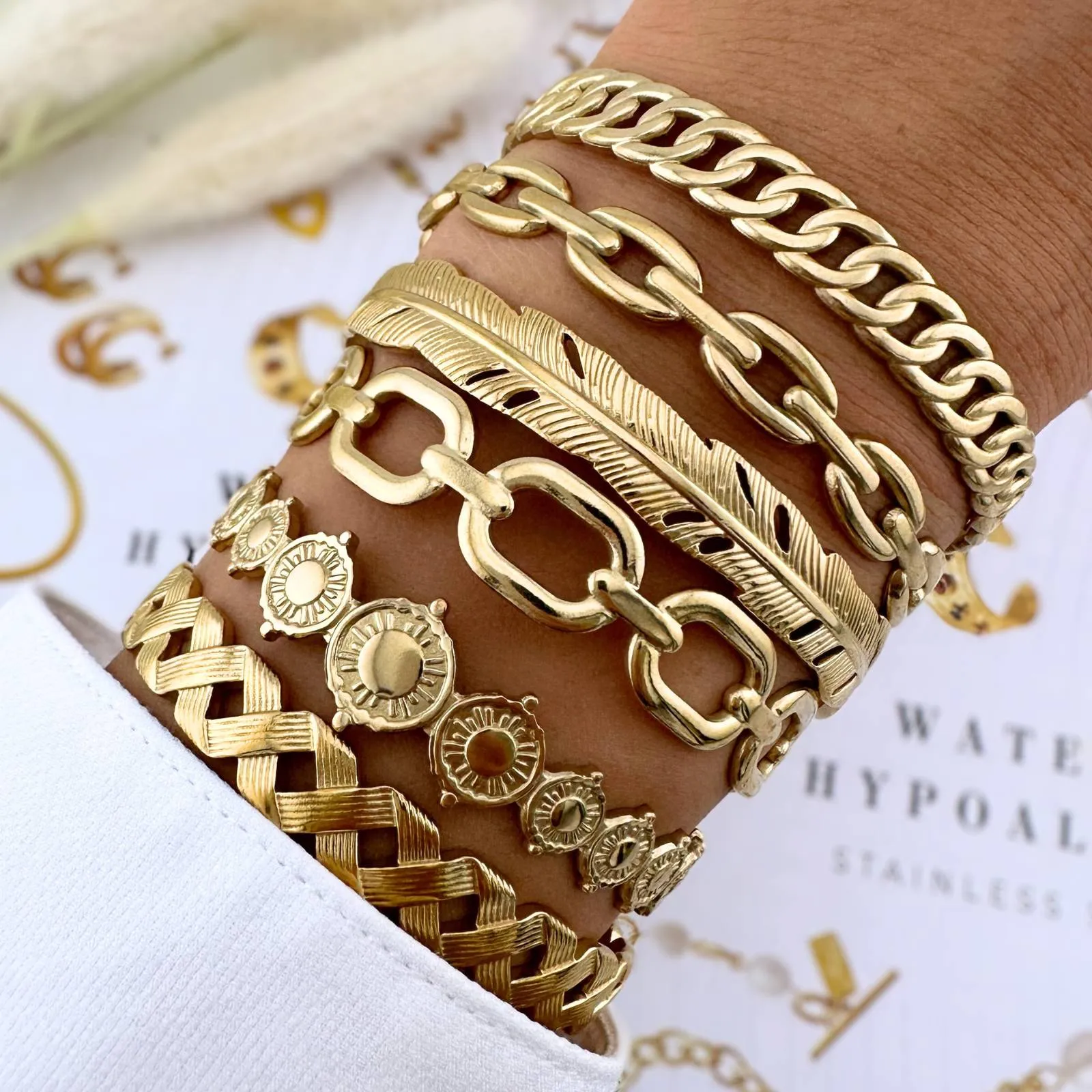 Honeycomb Coin-Link Bracelet – 18K Gold