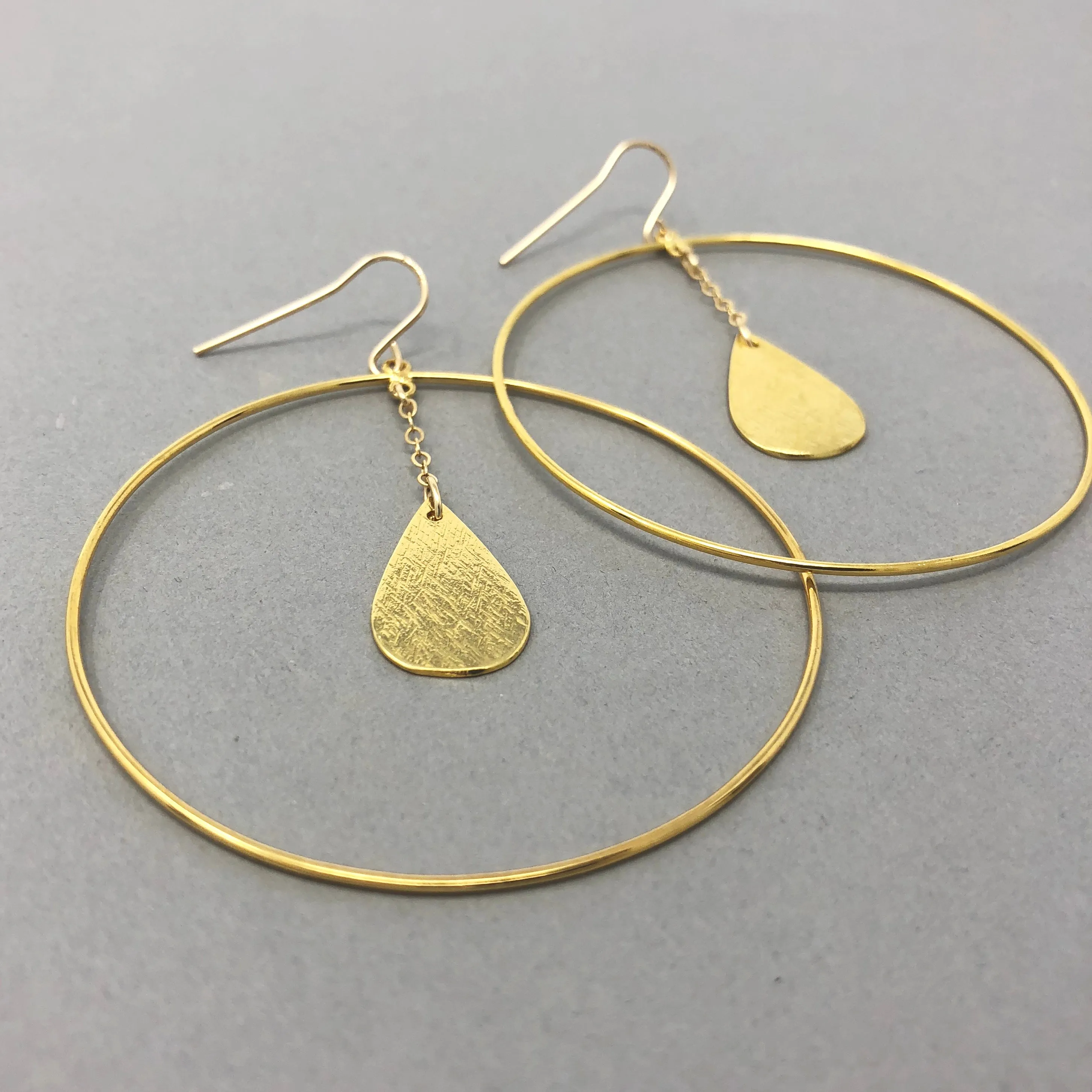 Hoop with Dangling Teardrop Earrings