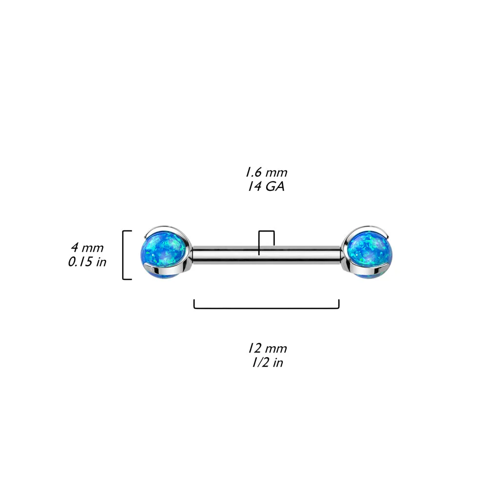 Implant Grade Titanium Purple Opal Internally Threaded Nipple Ring Straight Barbell