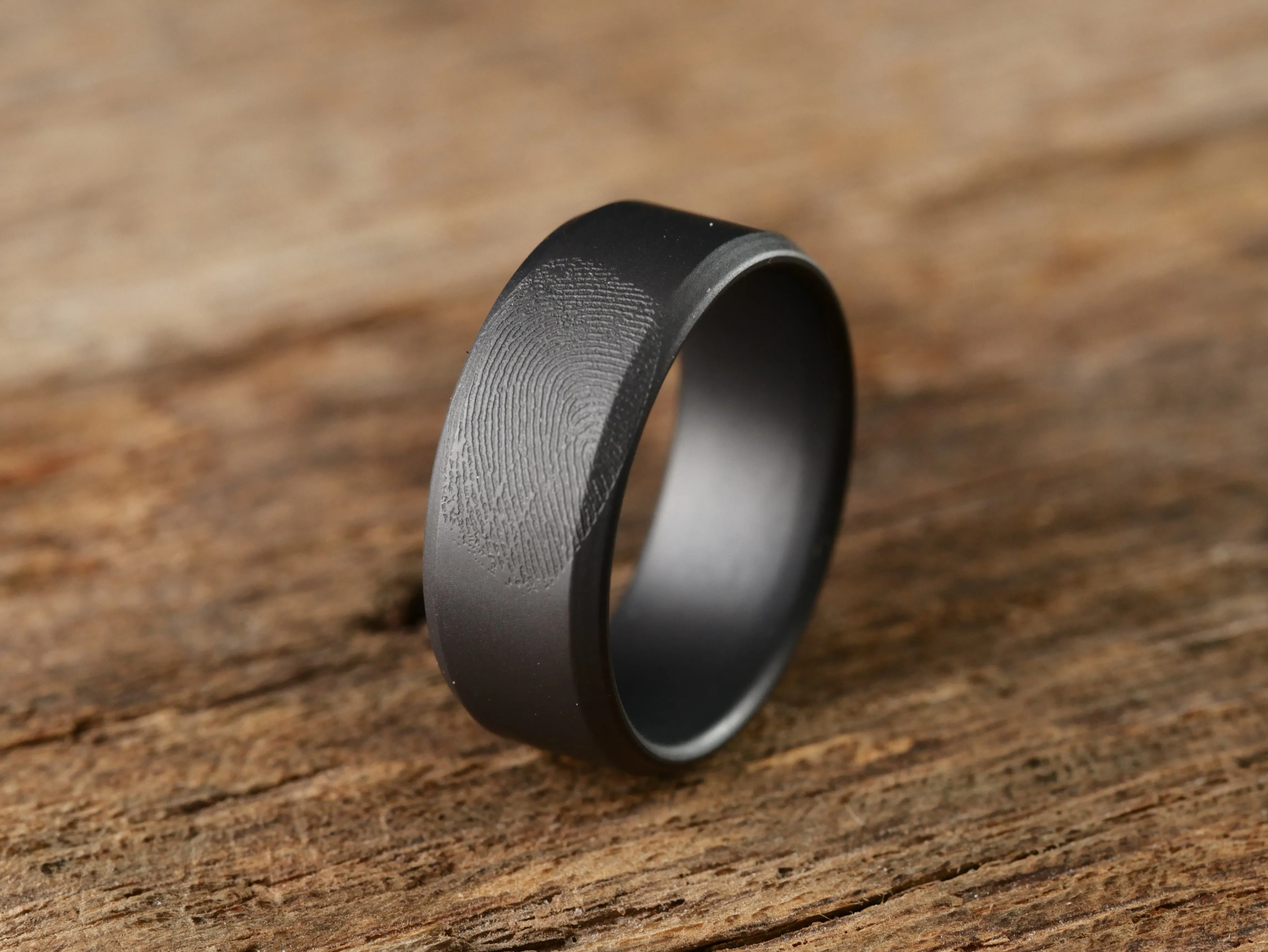 Imprint - Custom Fingerprint Ring - Matte Black Titanium