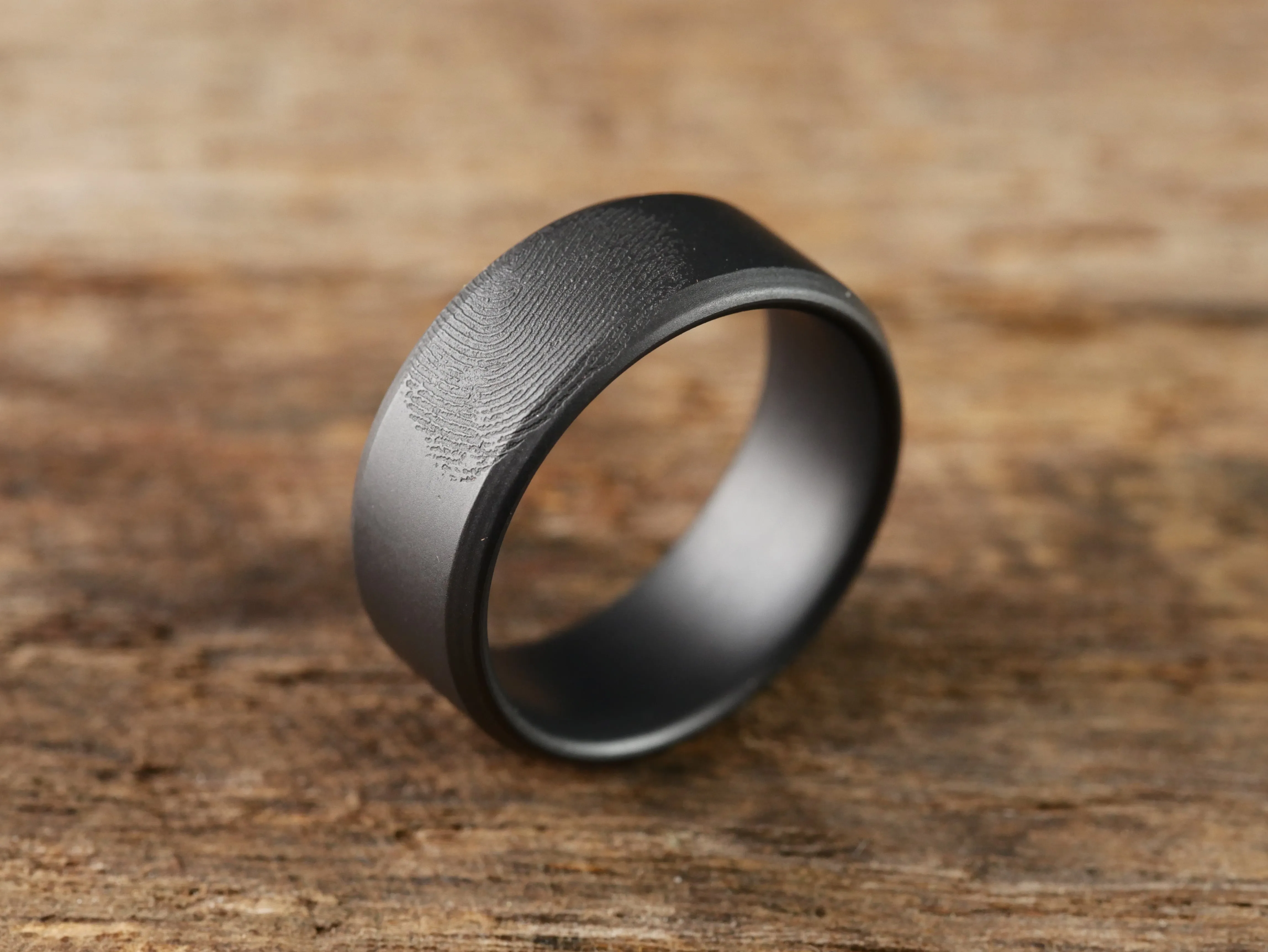 Imprint - Custom Fingerprint Ring - Matte Black Titanium