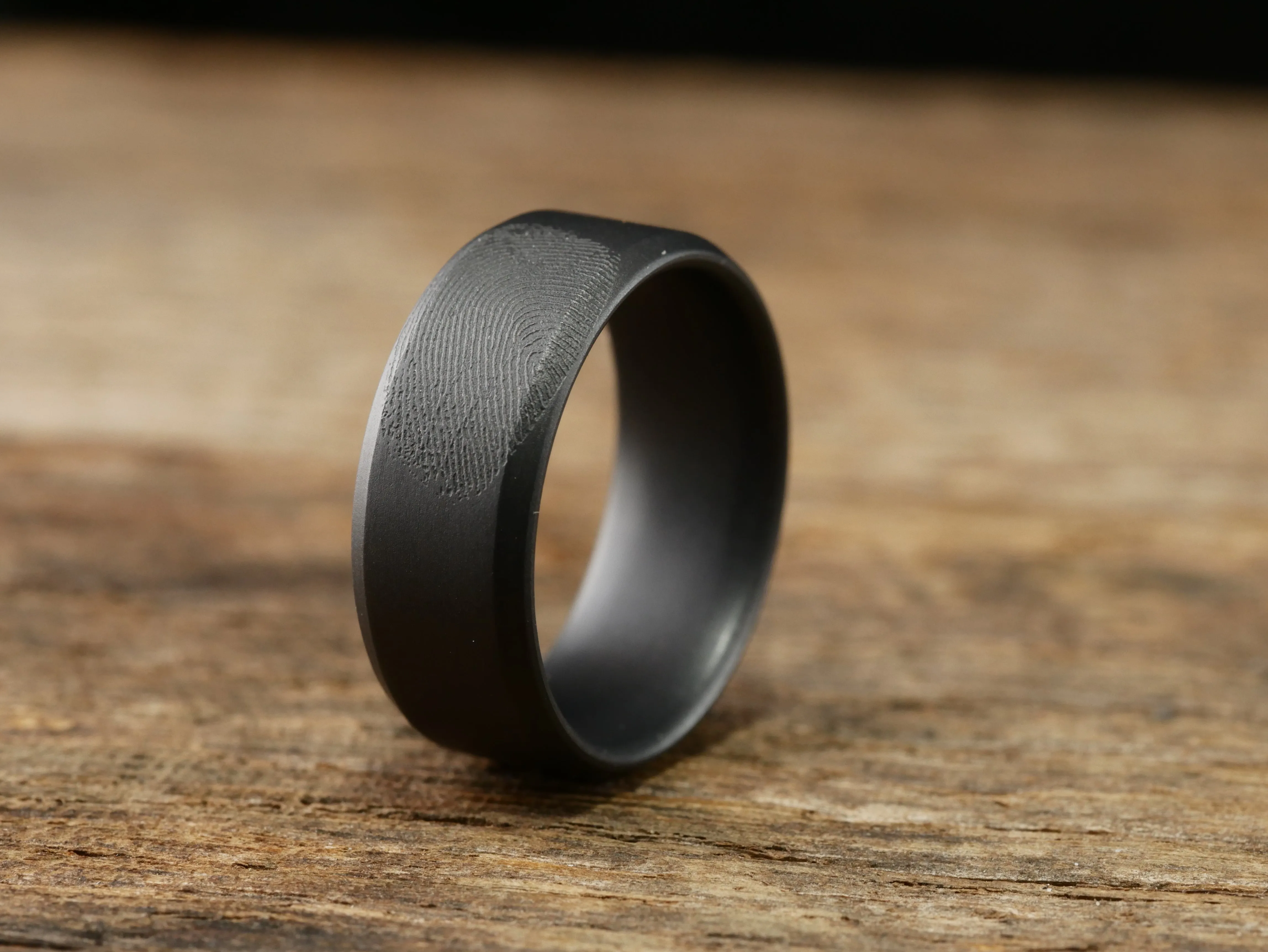 Imprint - Custom Fingerprint Ring - Matte Black Titanium