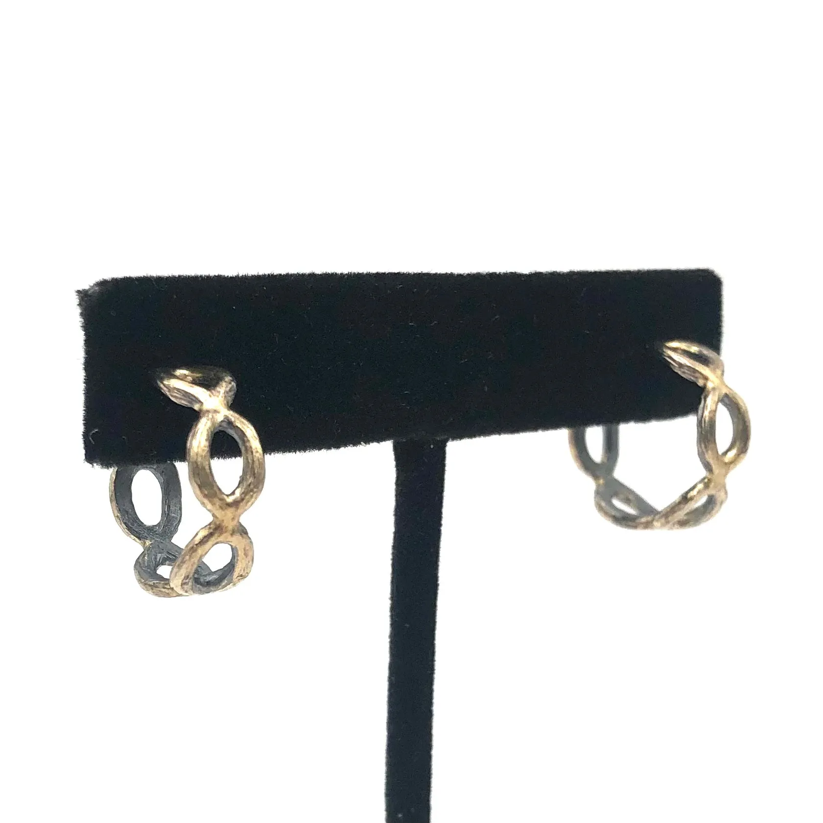 Jacob Keleher Jewelry - Earrings - Oxidized Sterling Silver & 18K Gold 'Infinity Hoops' #BGE107