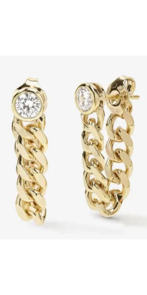 Julian Soft Chain Hoops - Gold/White Diamondettes