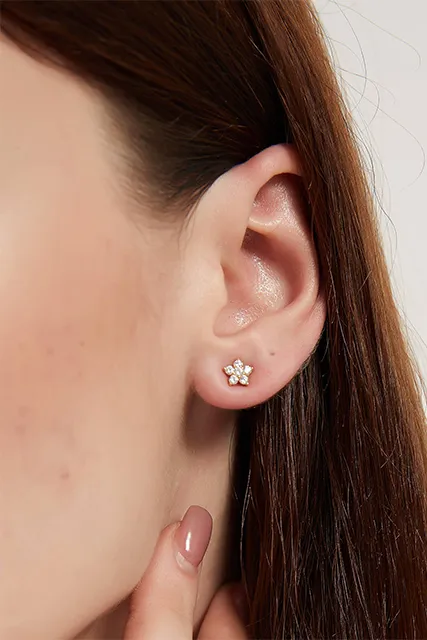 JULIETTTE GOLD-PLATED FLOWER STUD EARRINGS