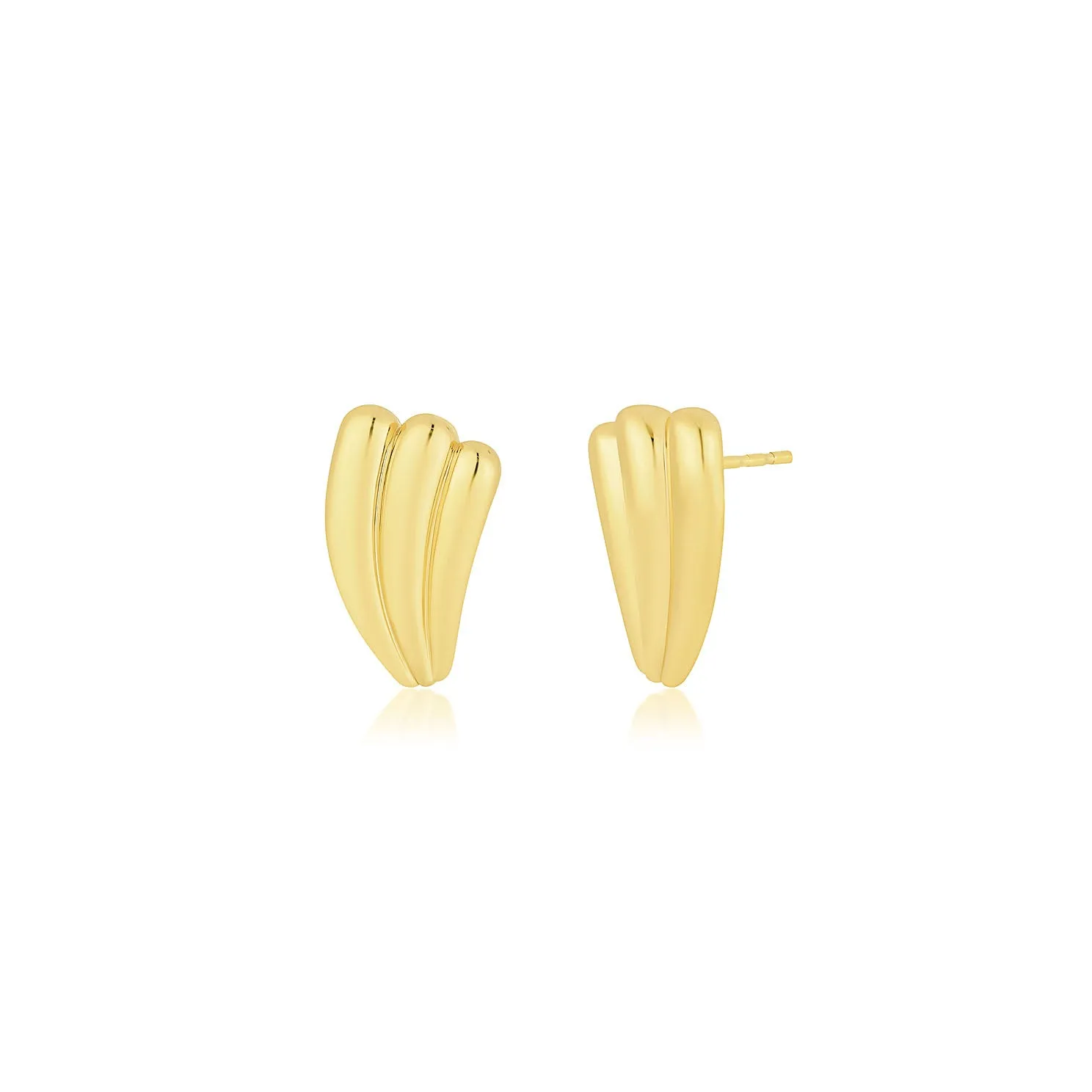 Jumbo Gold Fan Stud Earrings
