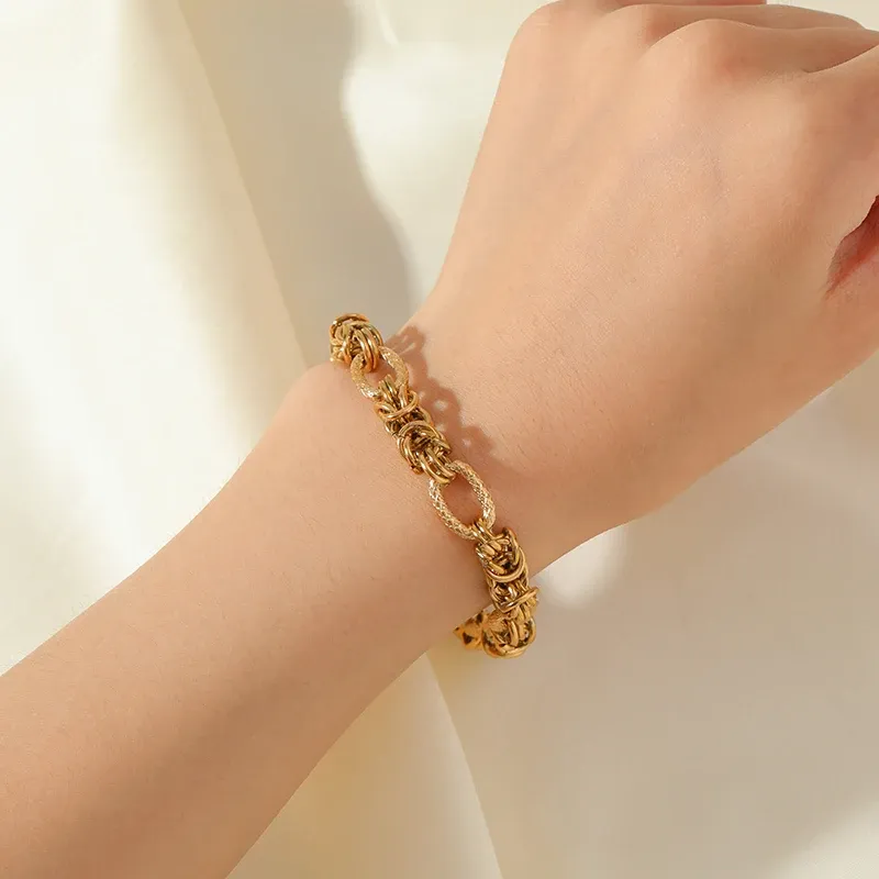 LAZA Stainless Steel Twisted Bracelet Bangles For Women Trendy 18K Gold Plated Wrist Chain Waterproof Jewelry Gift Party