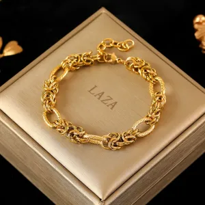LAZA Stainless Steel Twisted Bracelet Bangles For Women Trendy 18K Gold Plated Wrist Chain Waterproof Jewelry Gift Party