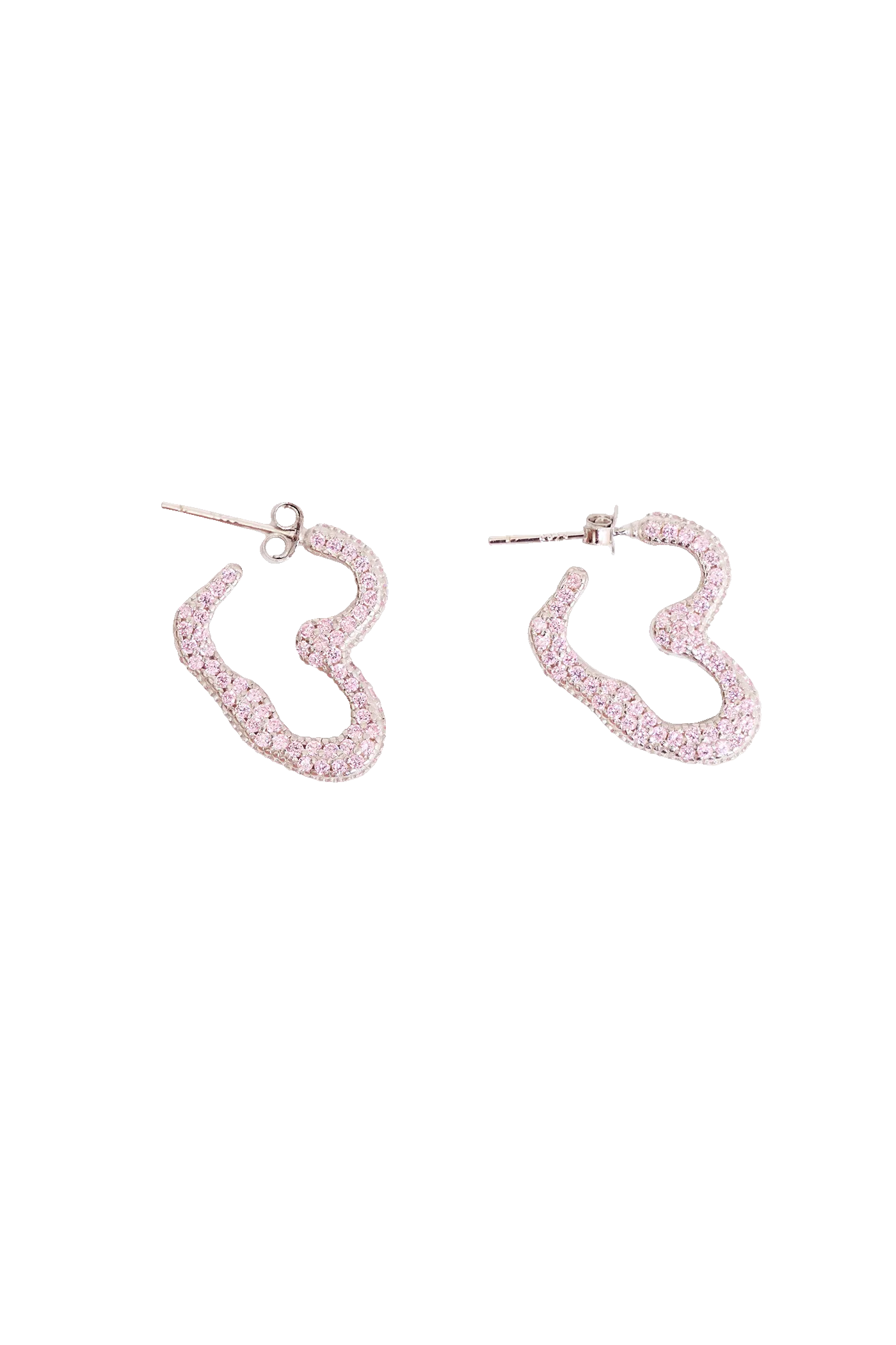 LIGHT PINK RHINESTONE HEART EARRINGS
