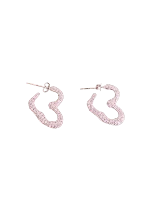 LIGHT PINK RHINESTONE HEART EARRINGS