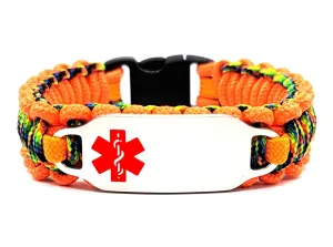 Medical Alert 275 Paracord Bracelet with Custom Engraved Stainless Steel ID tag w/ Red Medical Symbol – Perfect for Kids & Adults