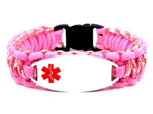 Medical Alert 275 Paracord Bracelet with Custom Engraved Stainless Steel ID tag w/ Red Medical Symbol – Perfect for Kids & Adults