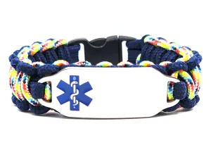 Medical Alert Bracelet – 275 Paracord Bracelet Featuring a Stainless Steel ID Tag with Blue Medical Symbol – Great for Kids & Adults