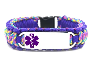 Medical Alert Bracelet – 275 Paracord Bracelet Featuring a Stainless Steel ID Tag with Purple Medical Symbol – Great for Kids & Adults