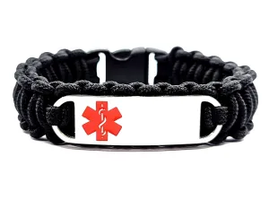 Medical Alert Bracelet – 275 Paracord Bracelet Featuring a Stainless Steel ID Tag with Red Medical Symbol – Great for Kids & Adults