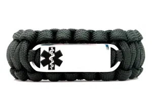 Medical Alert Bracelet – 550 Paracord Bracelet Featuring a Stainless Steel ID Tag with Black Medical Symbol