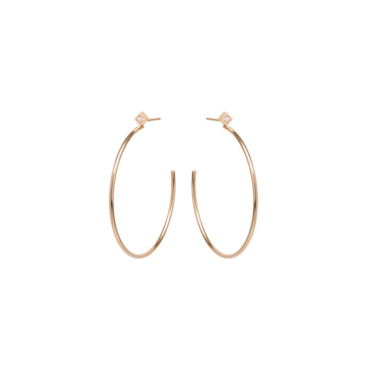 Medium Tiny Princess Diamond Stud Hoops