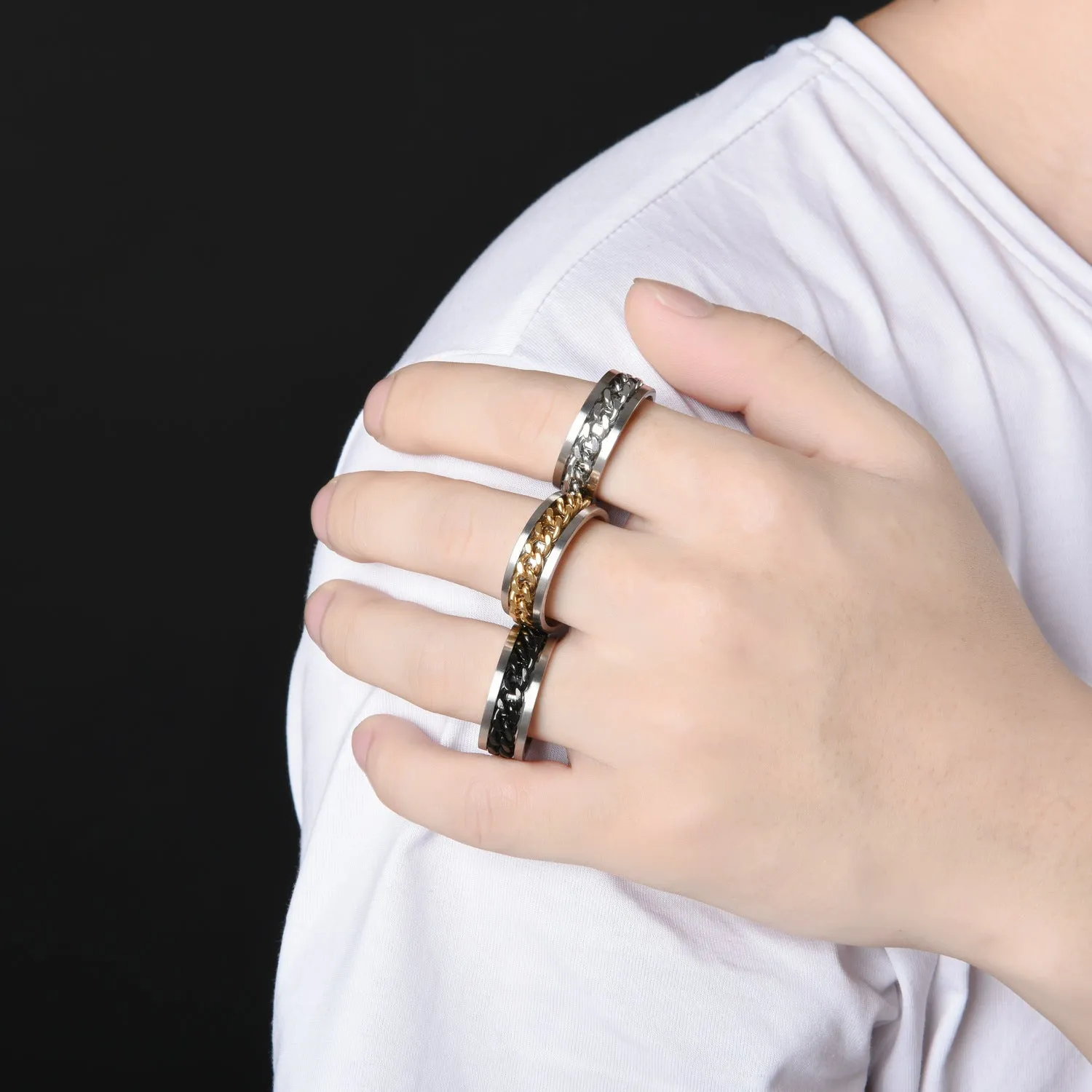 Men's 8MM Titanium Chain Rings