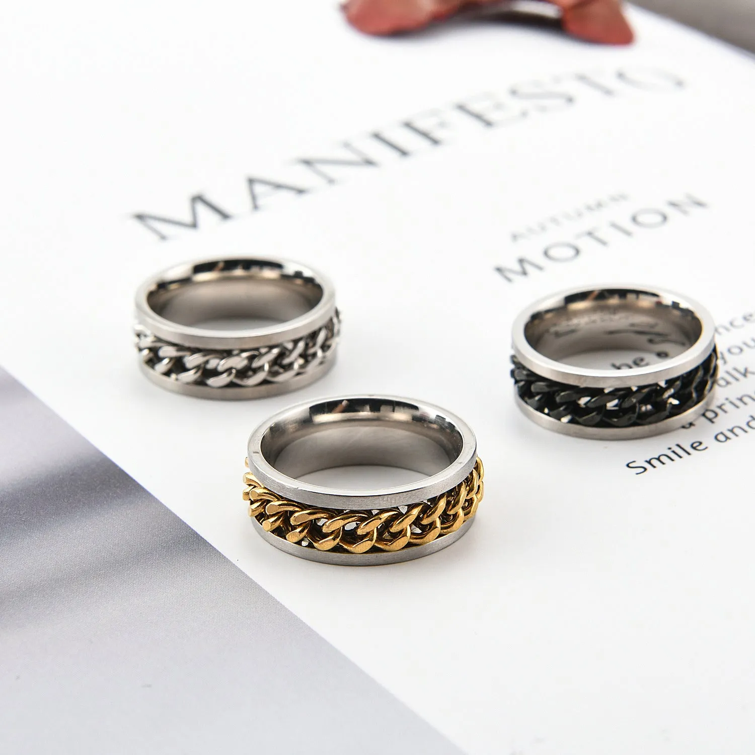 Men's 8MM Titanium Chain Rings