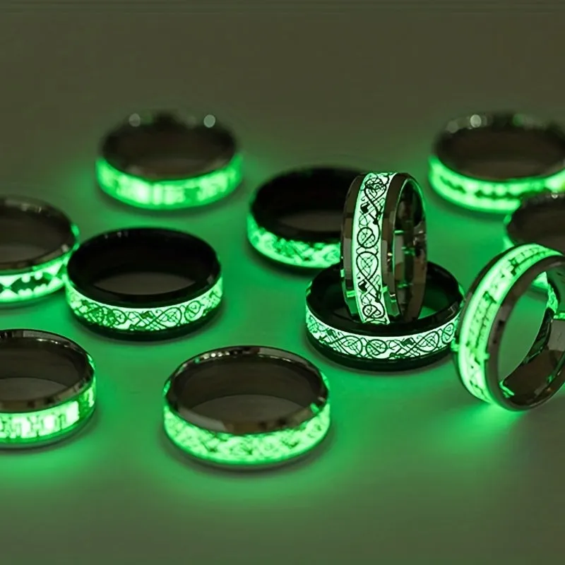 Men's Fluorescent Ring Stainless Steel Luminous Bat Ring
