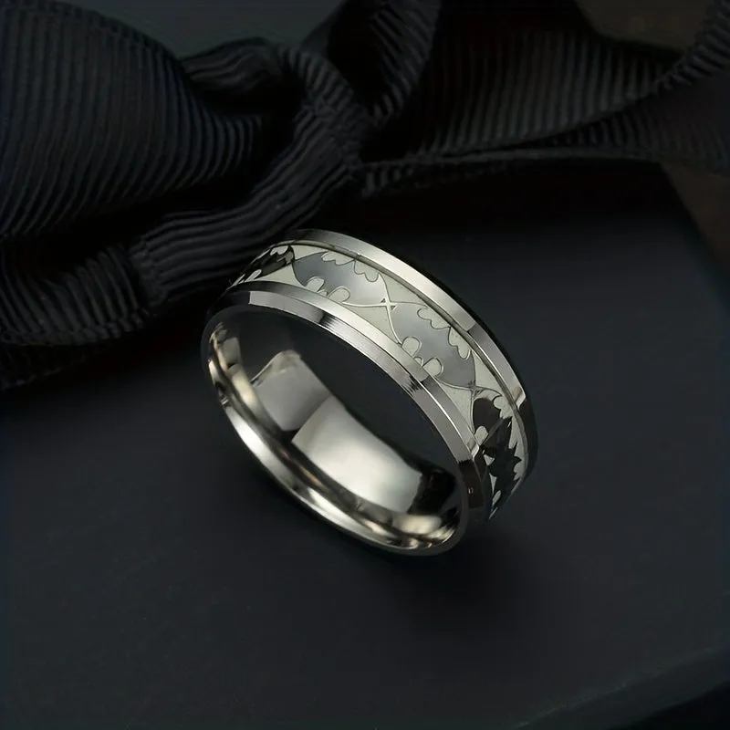 Men's Fluorescent Ring Stainless Steel Luminous Bat Ring