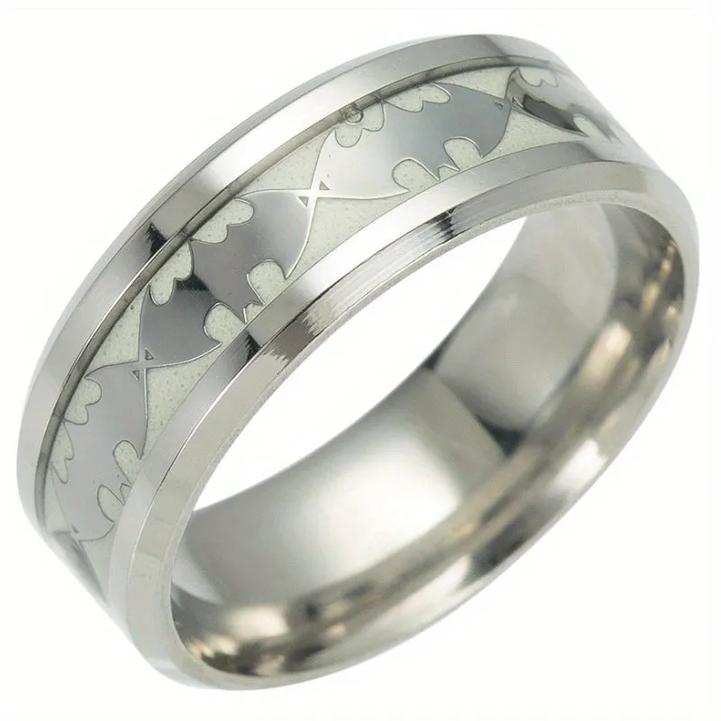 Men's Fluorescent Ring Stainless Steel Luminous Bat Ring