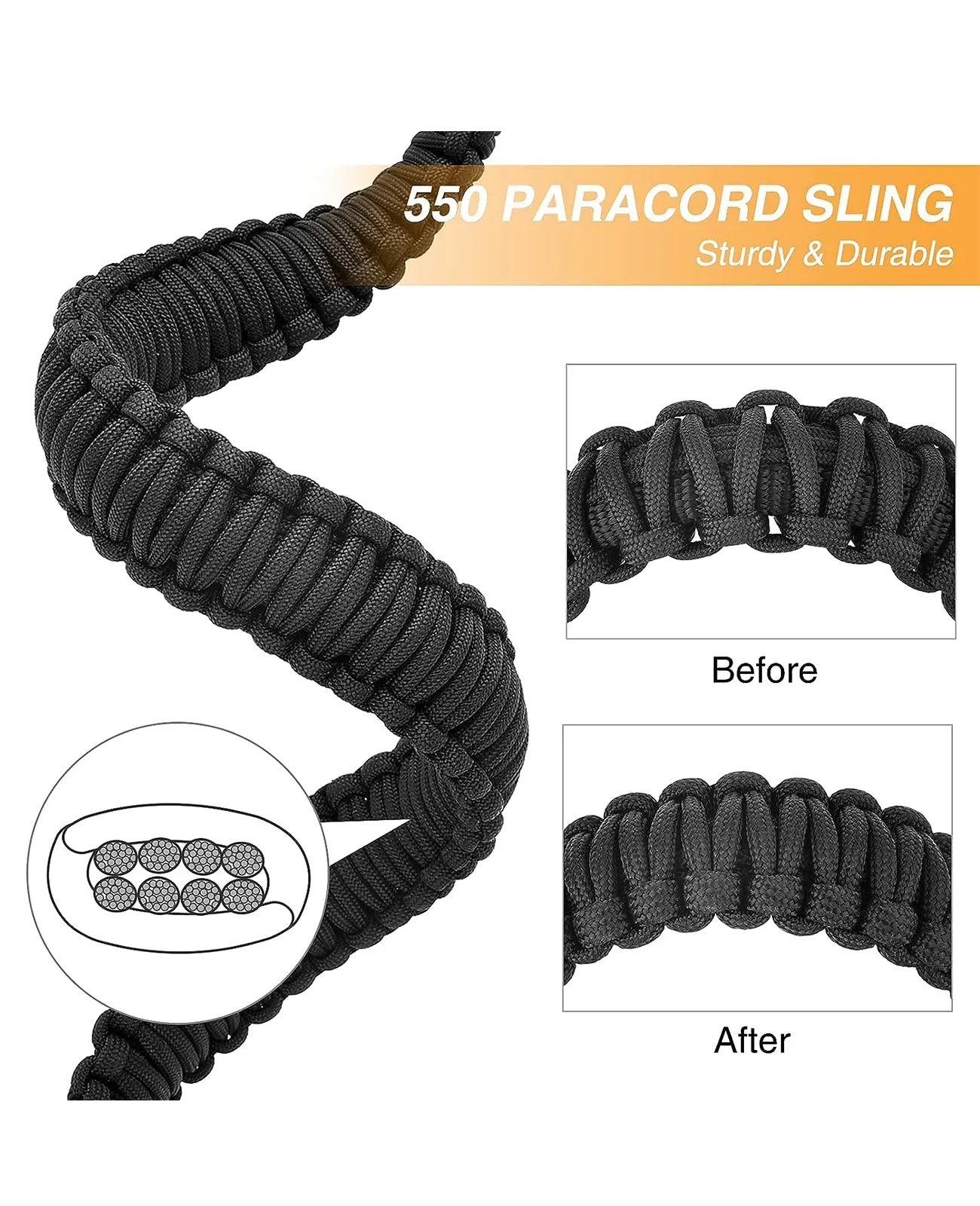 MidTen 2 Point Sling 550 Paracord Traditional Sling Adjustable Strap with Eagle Hook