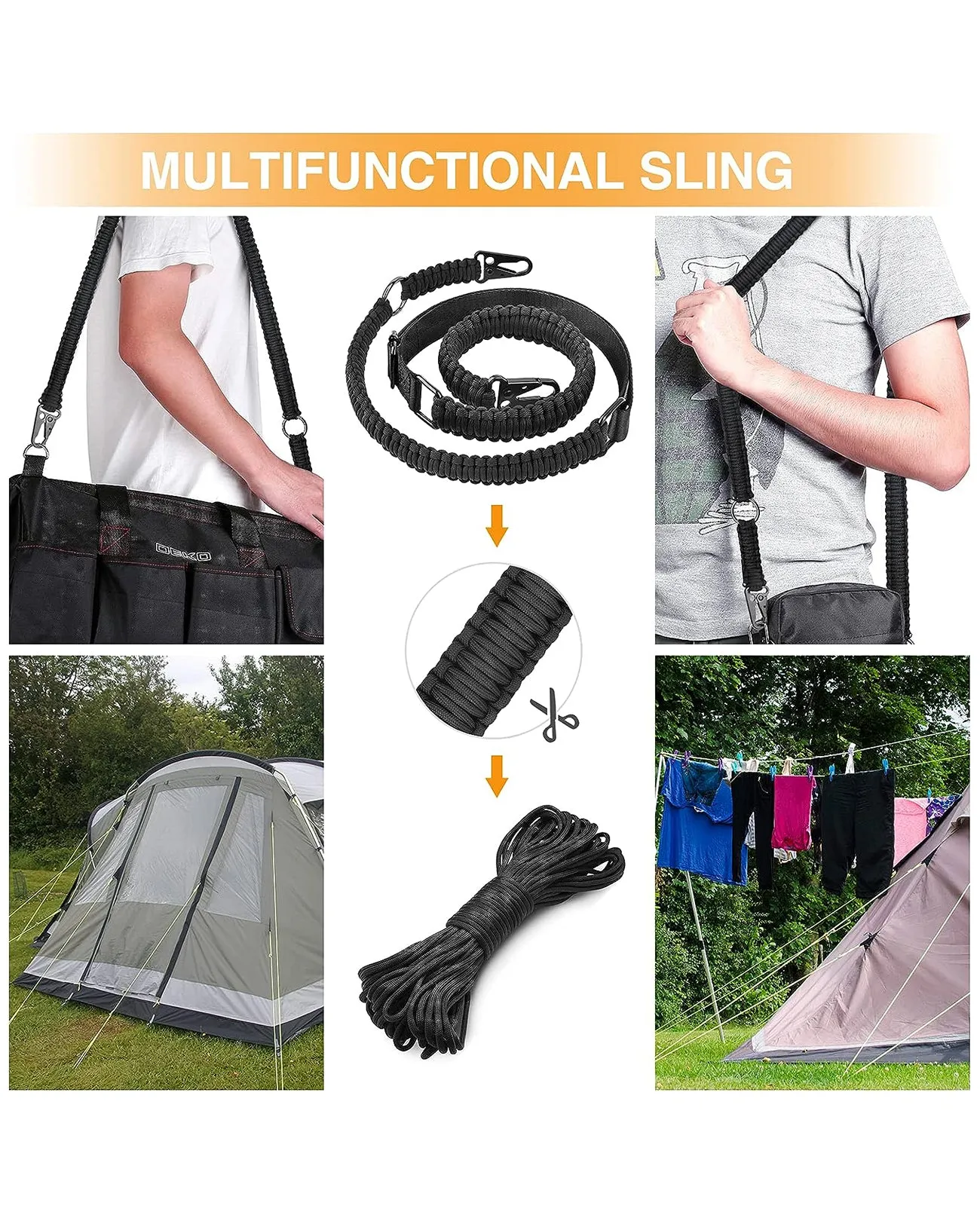 MidTen 2 Point Sling 550 Paracord Traditional Sling Adjustable Strap with Eagle Hook