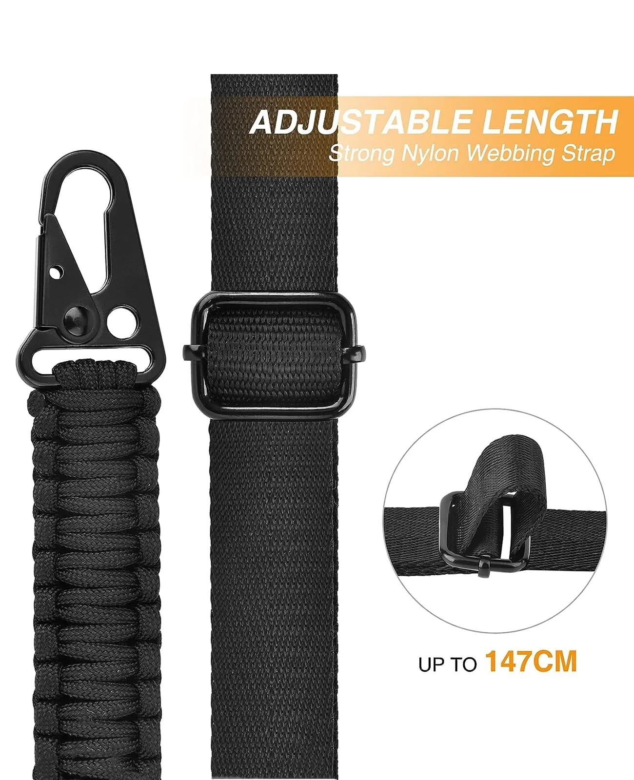 MidTen 2 Point Sling 550 Paracord Traditional Sling Adjustable Strap with Eagle Hook