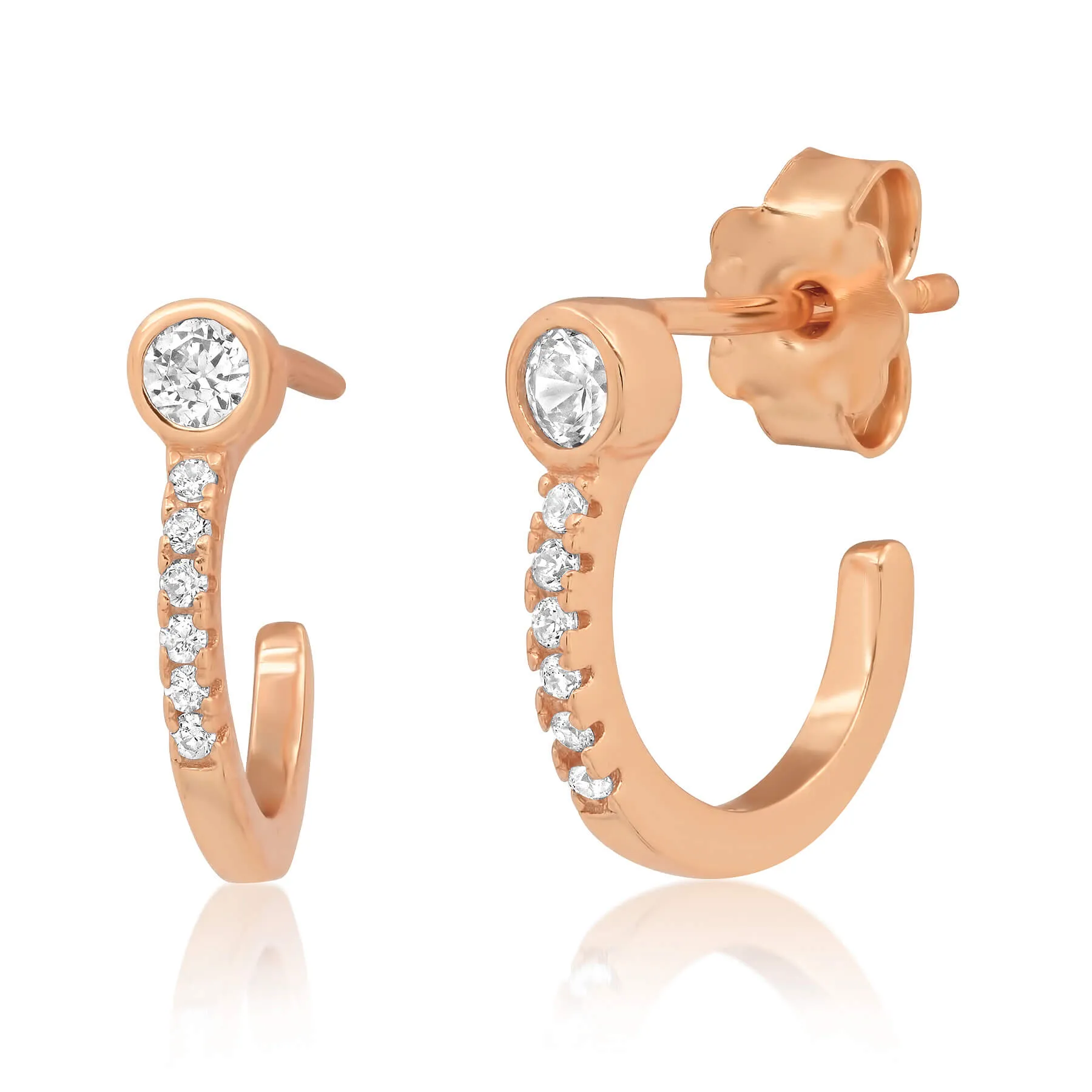 MINI STUD HOOP, ROSE GOLD