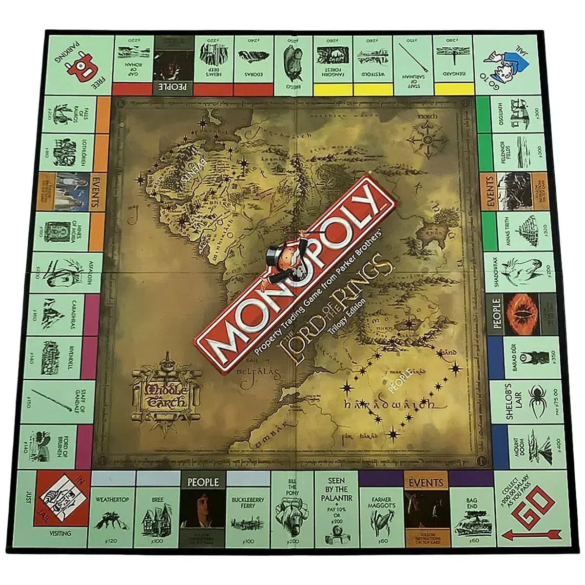 Monopoly: The Lord of the Rings Trilogy Edition - Economic Fantasy Board Game for Family, and Adults (2-6 Players, Ages 8 ) - Parker Brothers