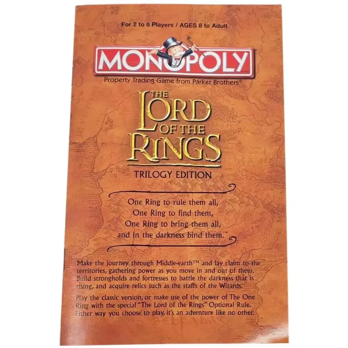 Monopoly: The Lord of the Rings Trilogy Edition - Economic Fantasy Board Game for Family, and Adults (2-6 Players, Ages 8 ) - Parker Brothers