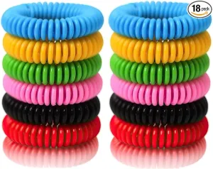 Mosquito Bracelets, 18 Pack Individually Wrapped Mosquito Bands for Adult Kids, DEET Free, Natural and Waterproof Wristband