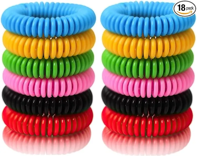 Mosquito Bracelets, 18 Pack Individually Wrapped Mosquito Bands for Adult Kids, DEET Free, Natural and Waterproof Wristband