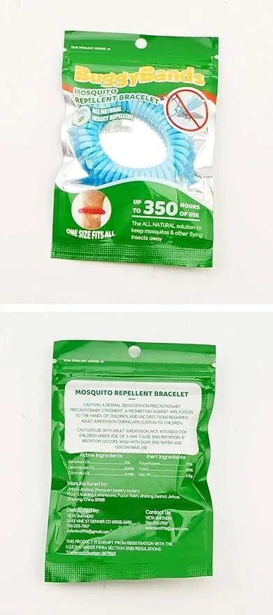 Mosquito Bracelets, 18 Pack Individually Wrapped Mosquito Bands for Adult Kids, DEET Free, Natural and Waterproof Wristband
