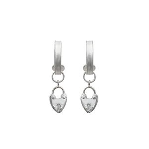 Mountain & Moon Heart Mini  Hoops Silver