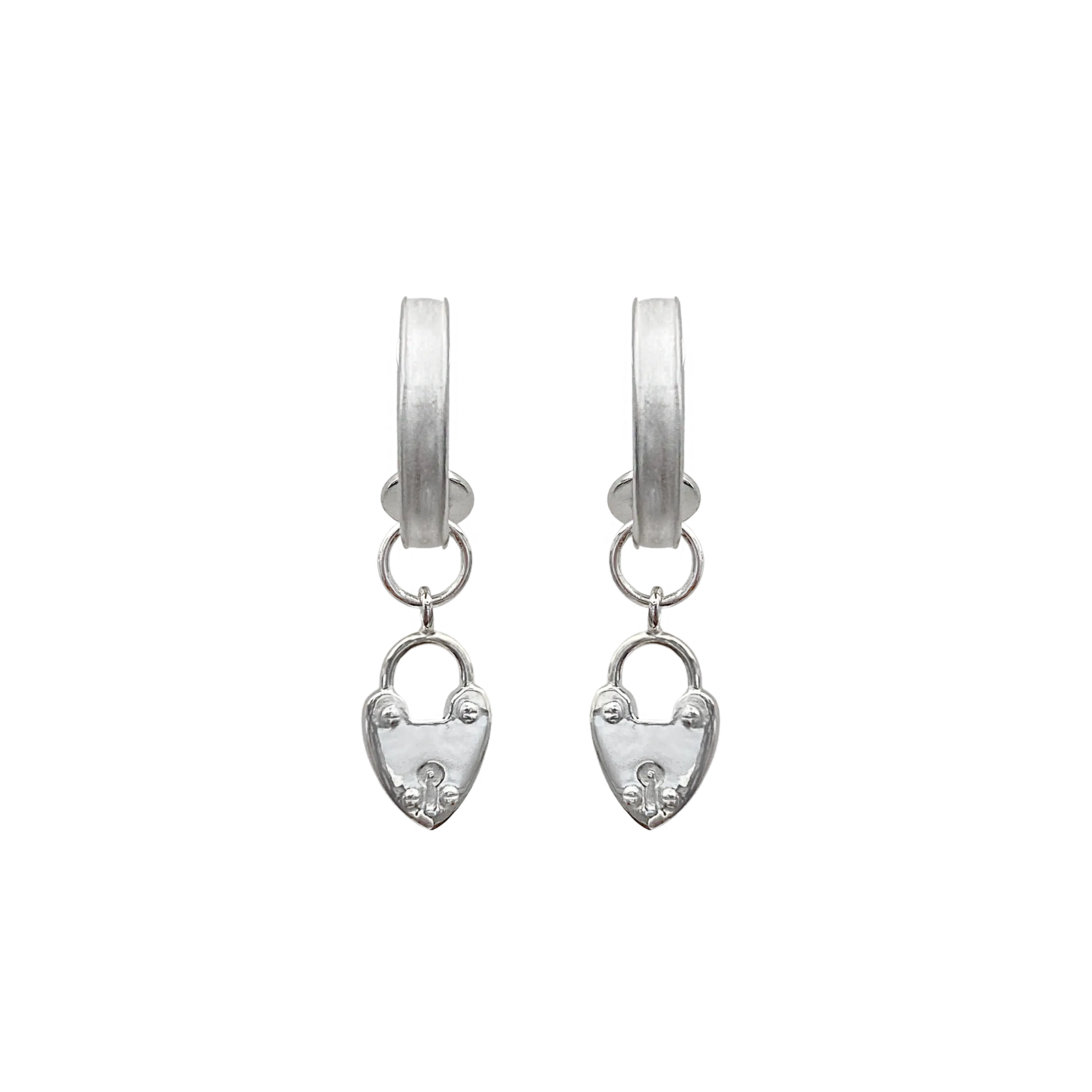 Mountain & Moon Heart Mini  Hoops Silver