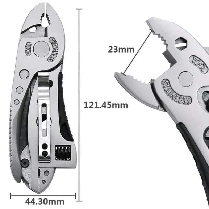 Multi-tool pliers jaw screwdriver survival tool adjustable wrench