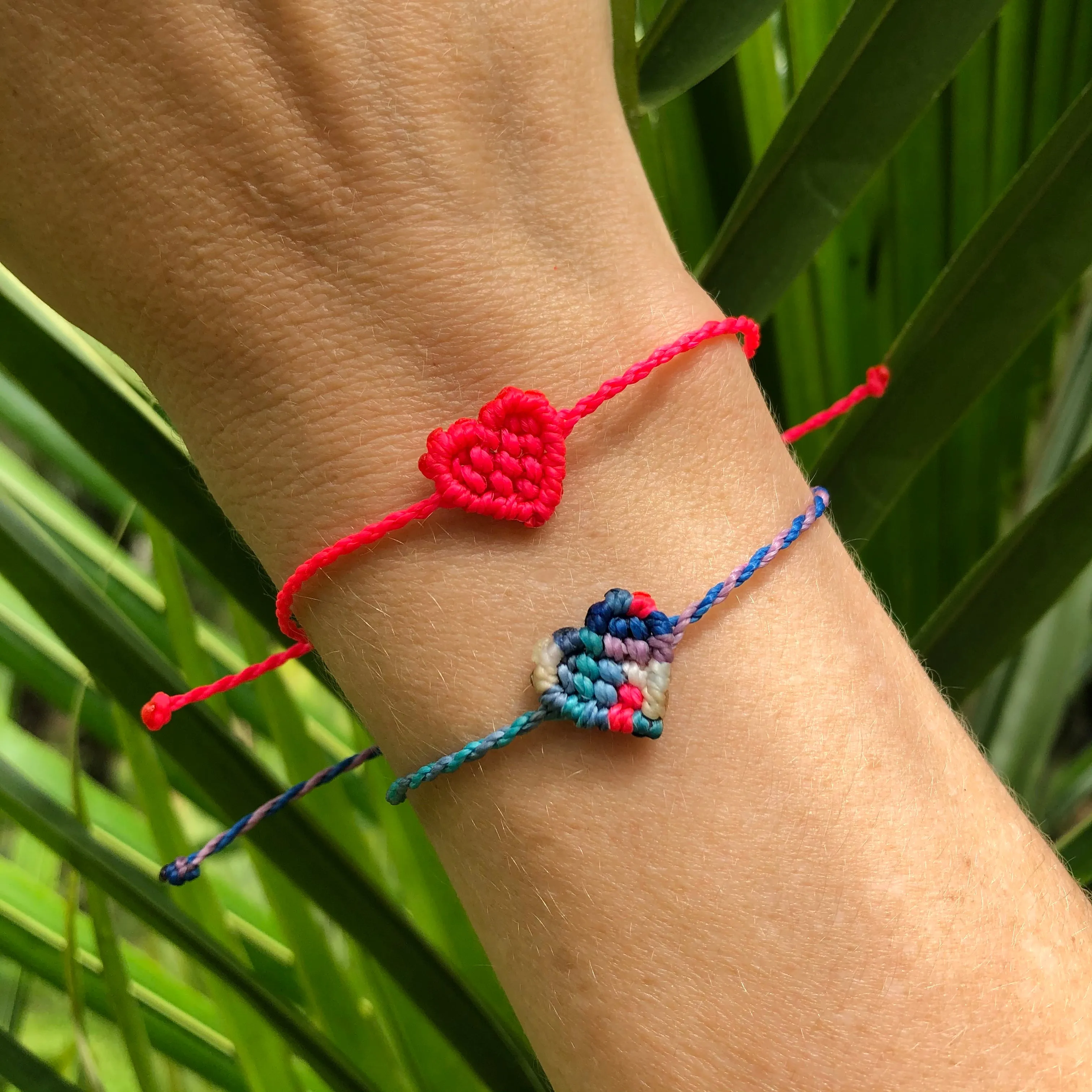 Multicolor Heart Macrame Bracelet - Multicolor