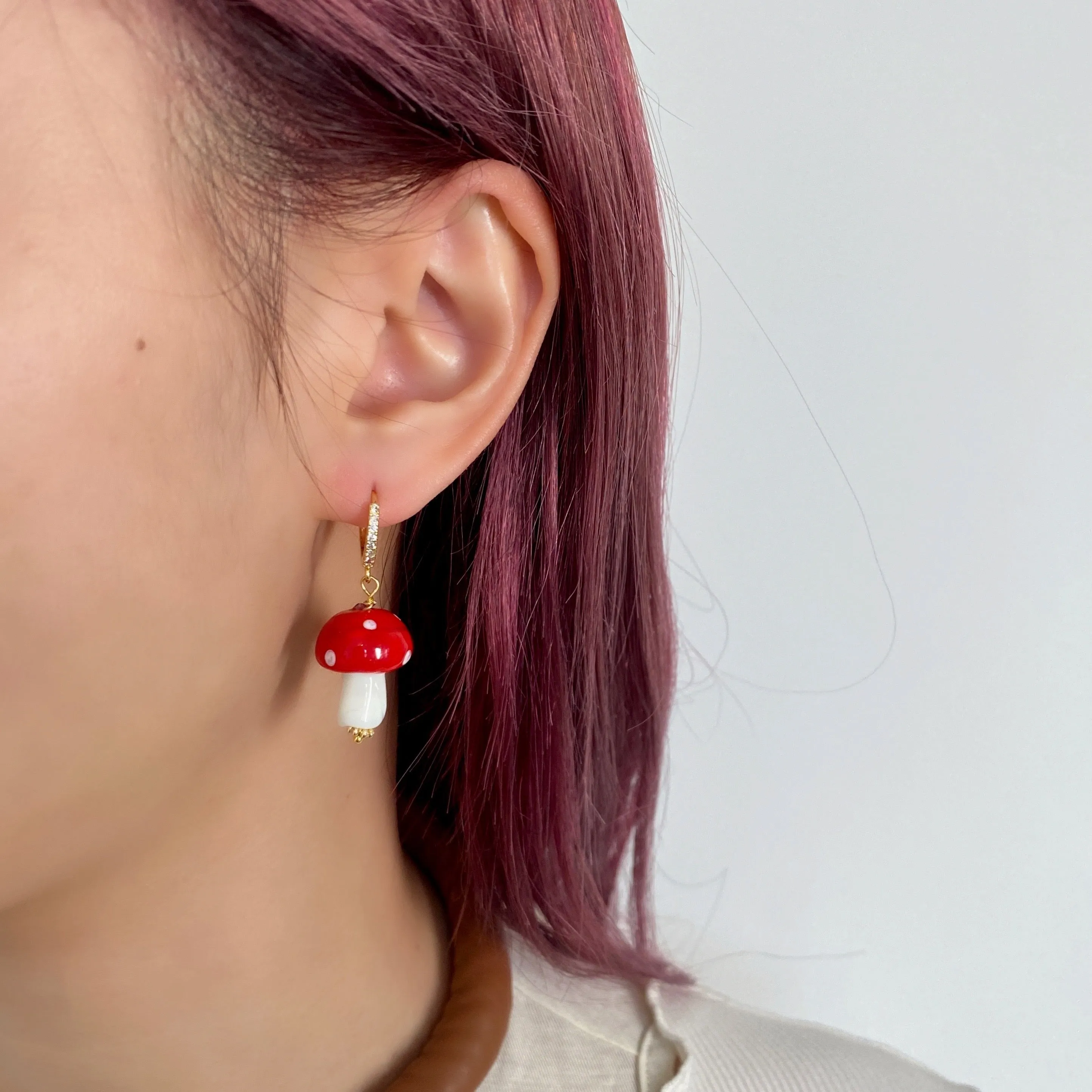 Mushrooms Hoops Earring &Ear Clips
