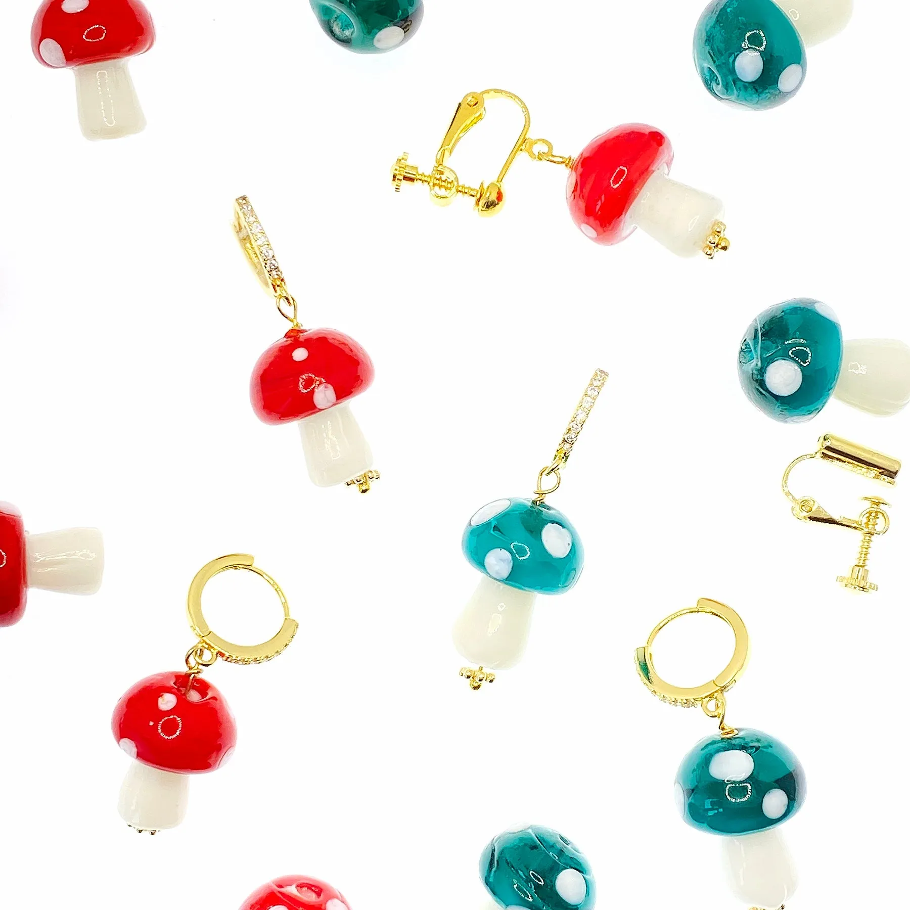 Mushrooms Hoops Earring &Ear Clips