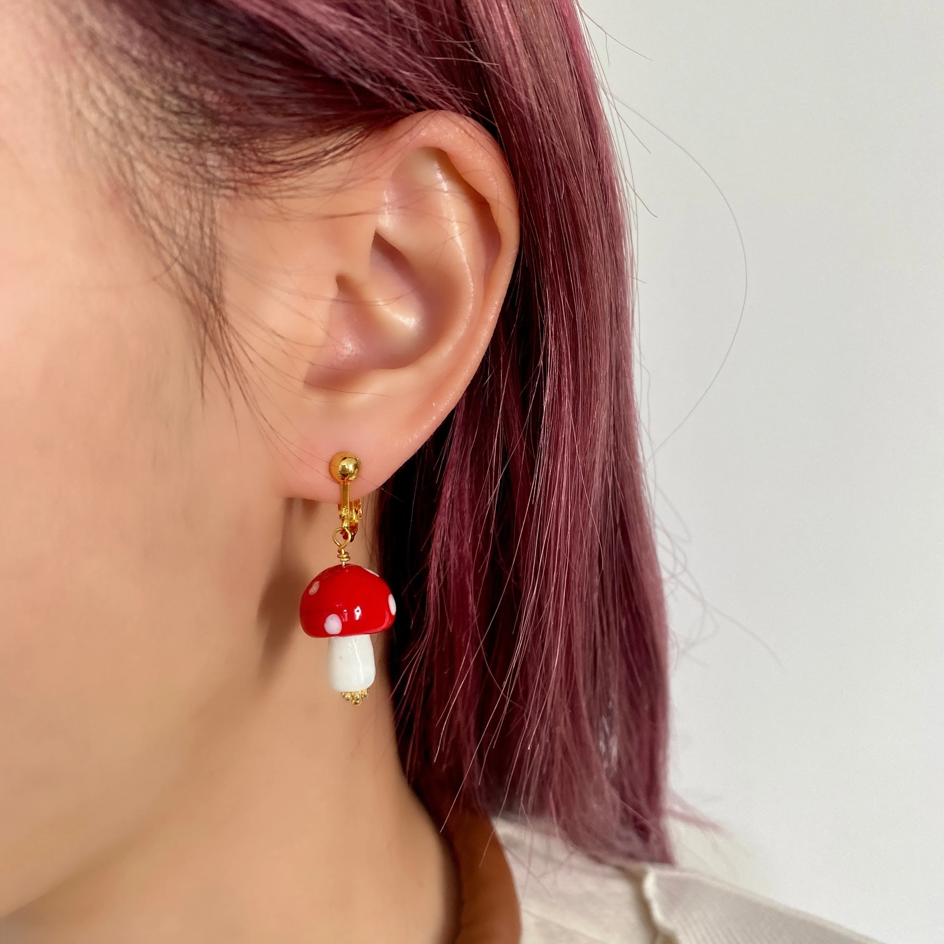 Mushrooms Hoops Earring &Ear Clips